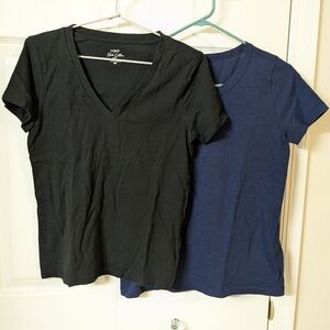 J. Crew Factory Black and Navy Short Sleeve Tees XS Set Of 2